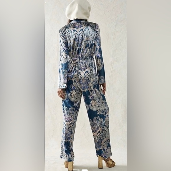 ⚡️sale⚡️NWOT Free People Delphine Velvet Paisley Printed Jumpsuit - M - Picture 2 of 6